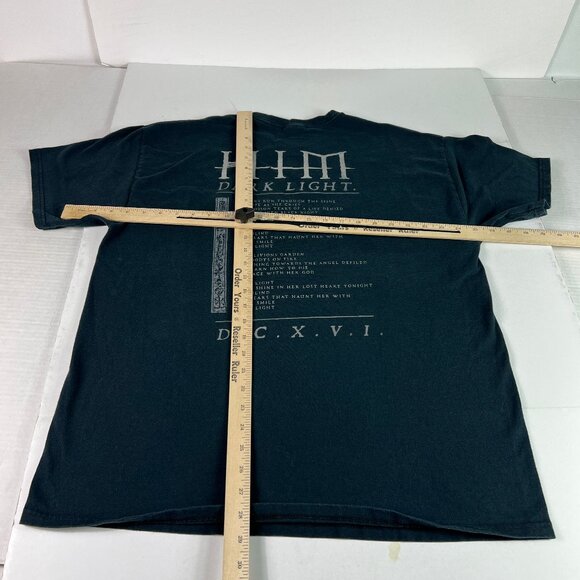 Y2K HIM Band Shirt Men Large Black Dark Light Heartagram Lyrics Double Sided Tee - Picture 8 of 11